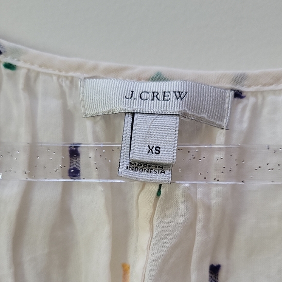 J. Crew Ivory Dot Peasant Top, XS - Picture 3 of 7